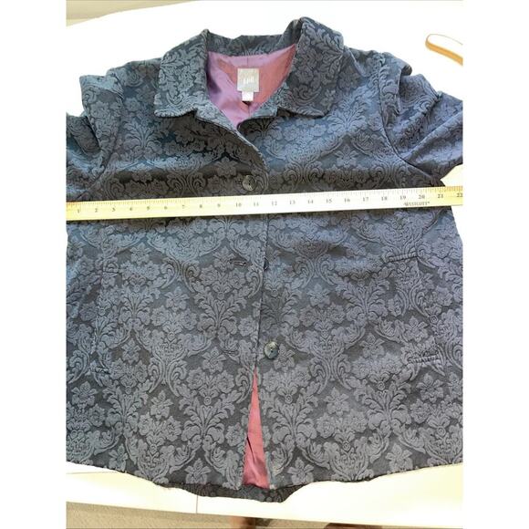J Jill Sz 14P Petite Black Carpet Bag Jacket Button Front Blazer Career Lined - Picture 10 of 13